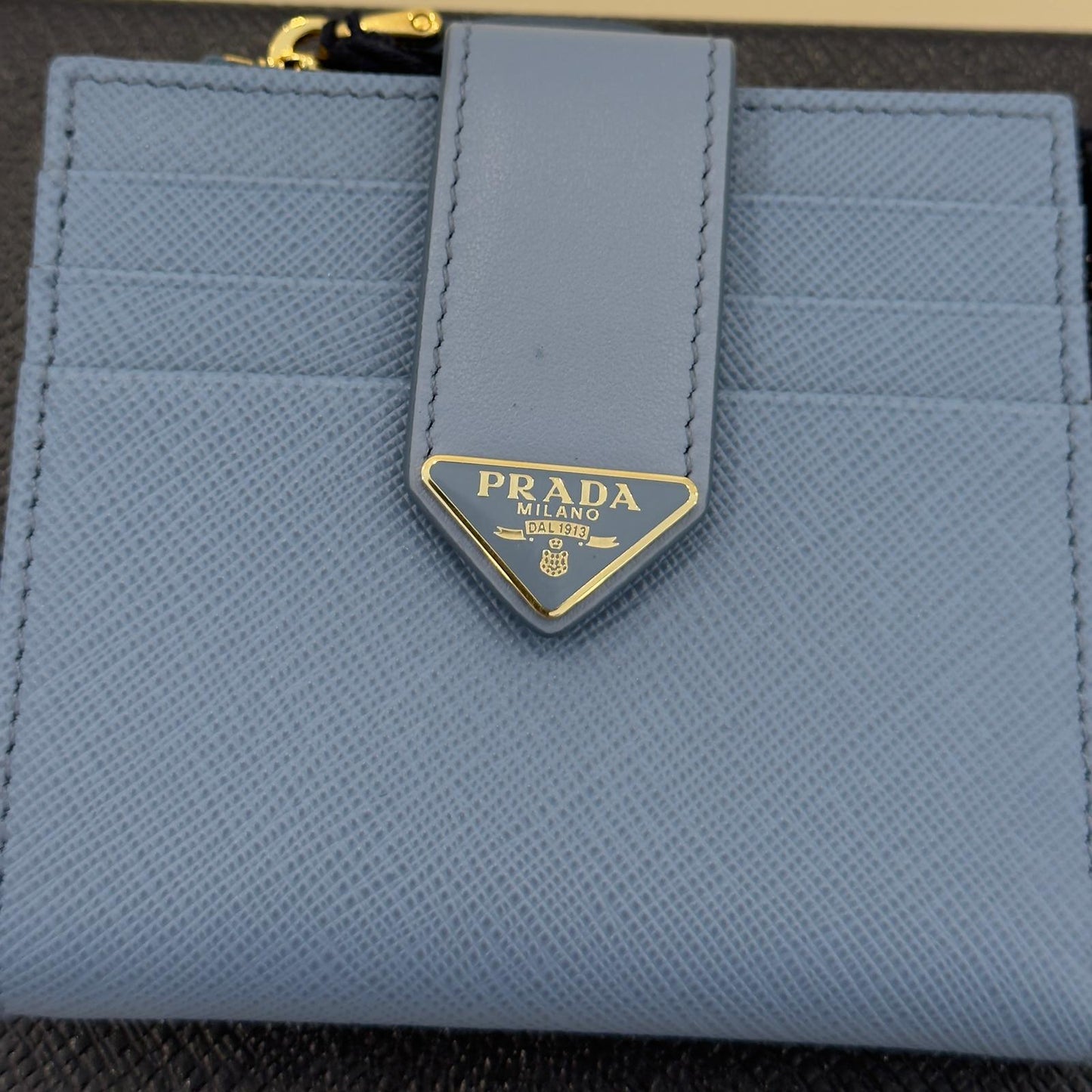 Prada Portacarte in Pelle Saffiano Azzurro