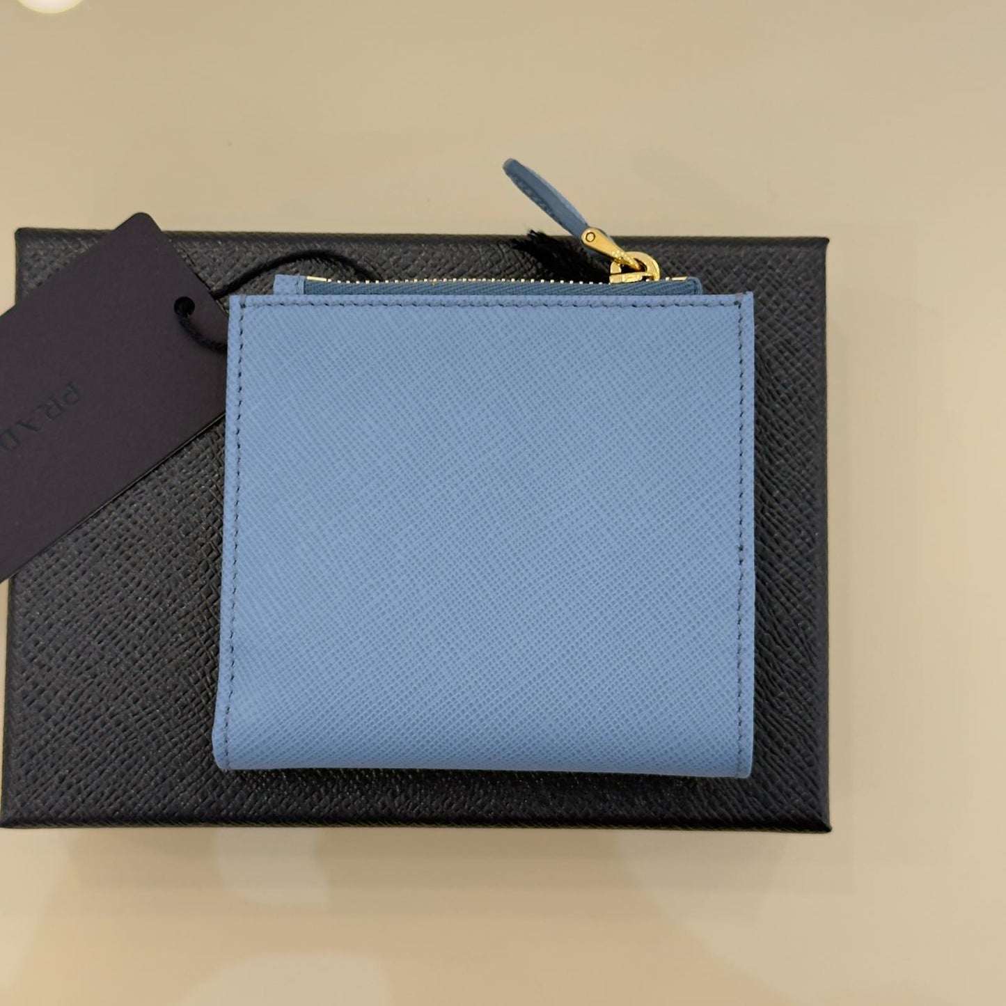 Prada Portacarte in Pelle Saffiano Azzurro