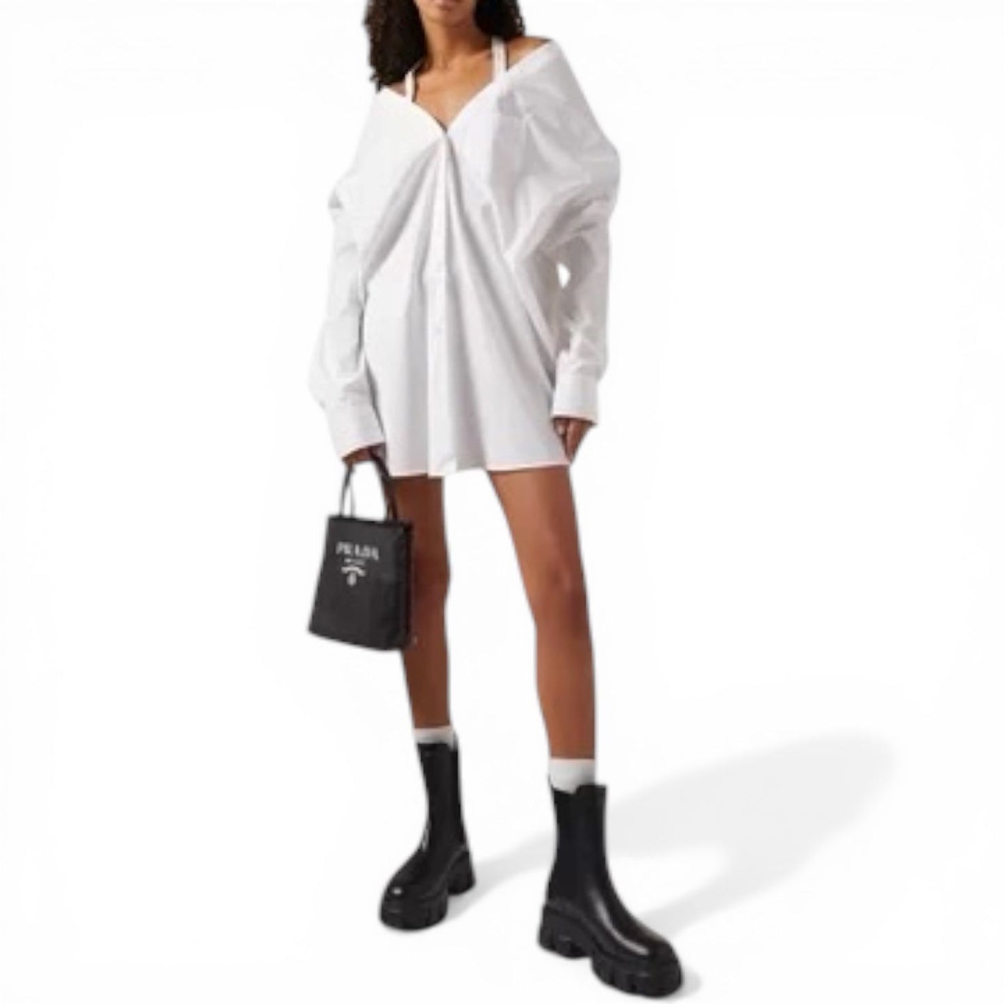 Prada Abito Chemisier con Spalle Scoperte