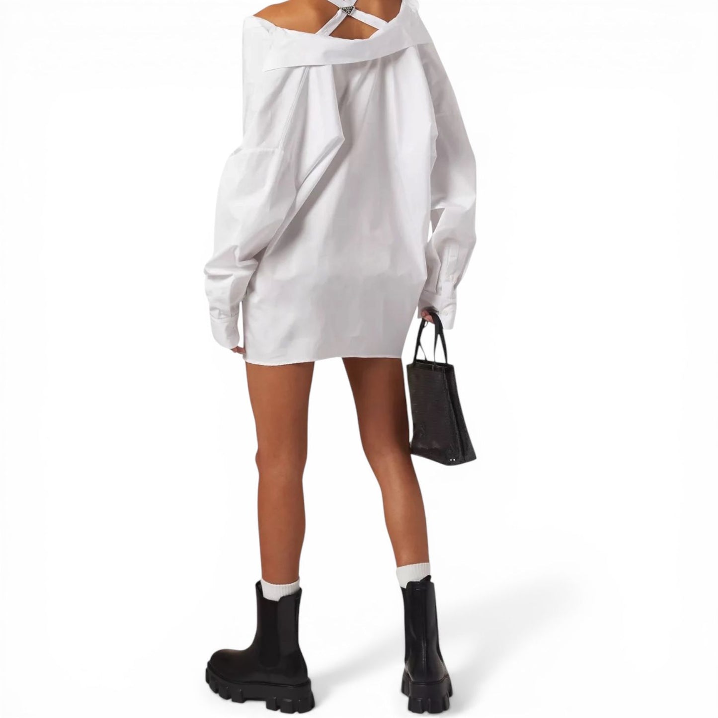 Prada Abito Chemisier con Spalle Scoperte