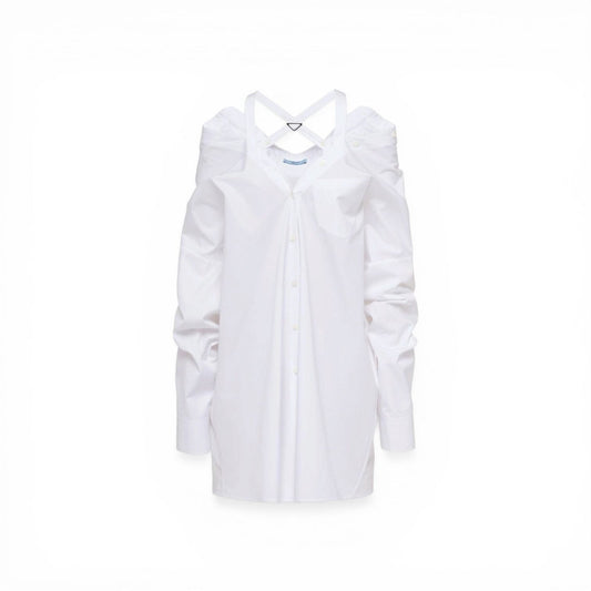 Prada Abito Chemisier con Spalle Scoperte