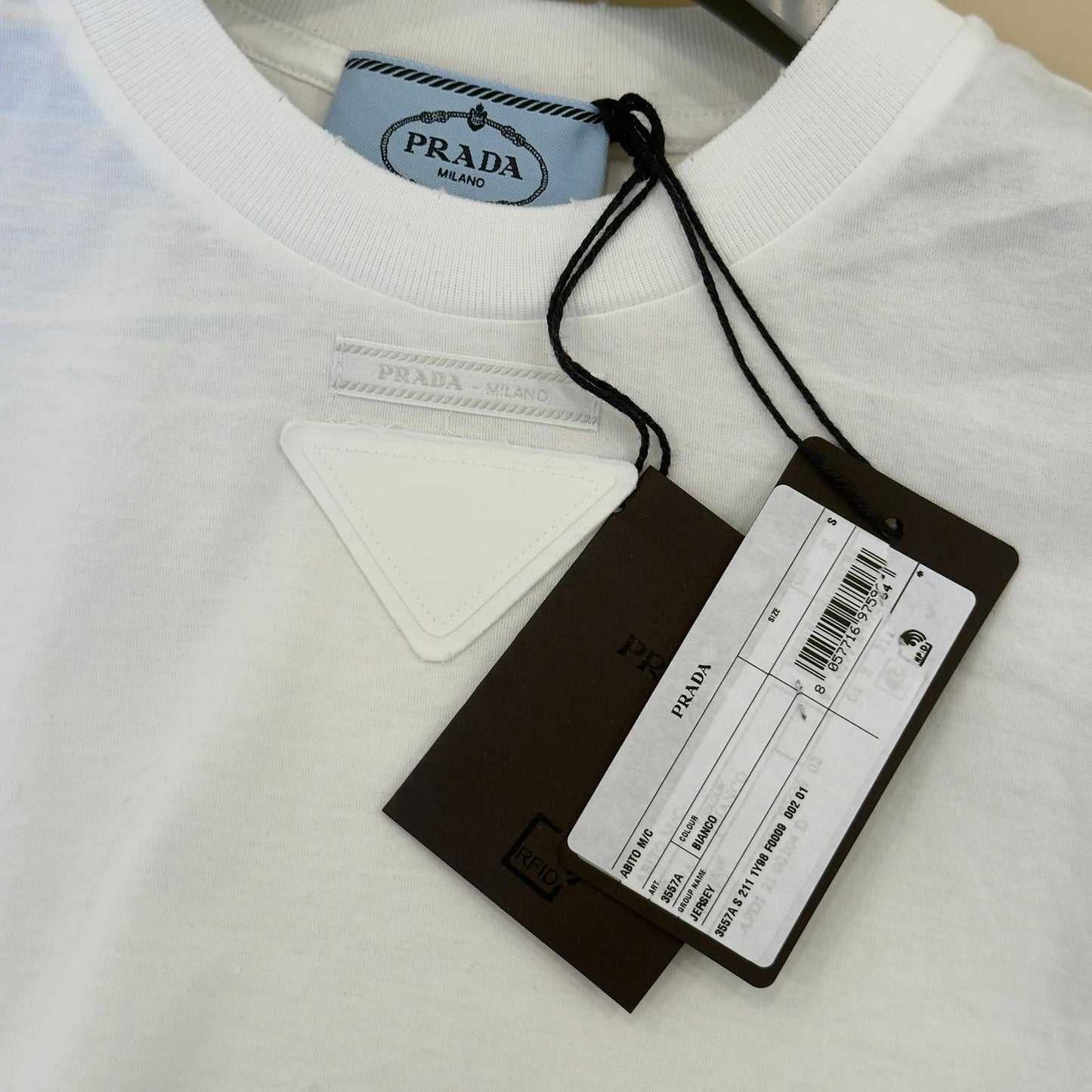 Prada T-shirt Abito in Jersey di Cotone con Ricamo