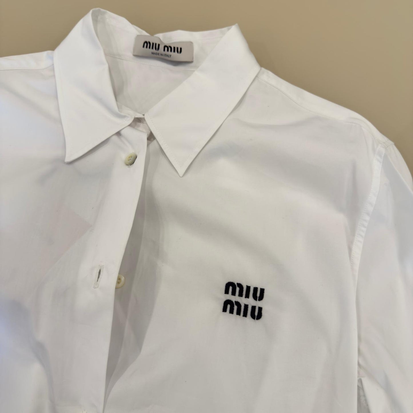 Miu Miu Abito Chemisier in Cotone Bianco