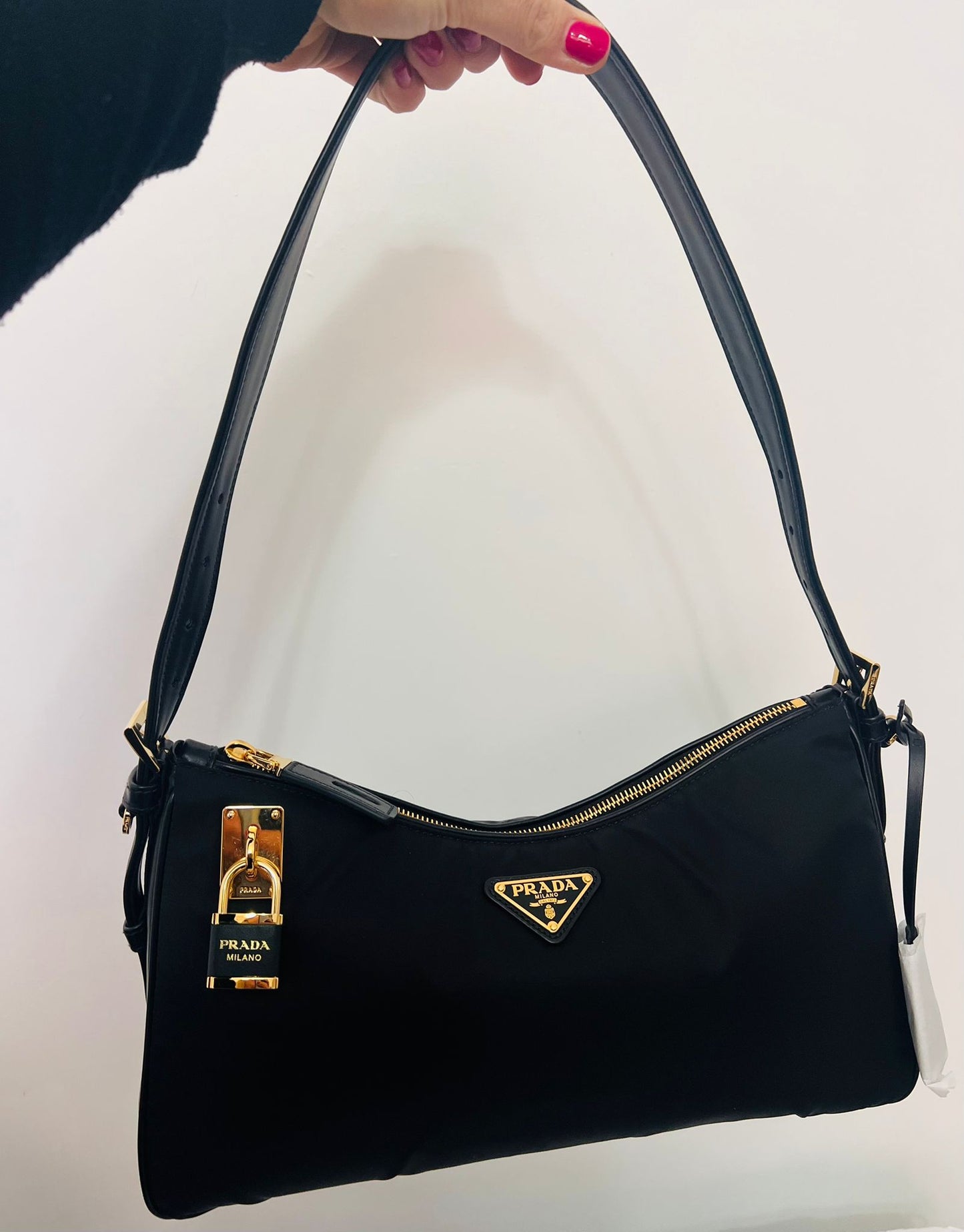 Prada Borsa a Spalla Aimeè Grande in Nylon Nero