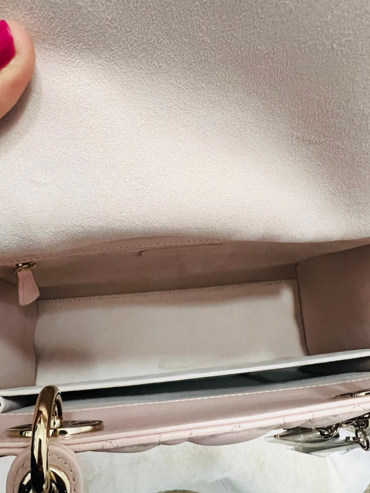 Dior Borsa Lady Dior Media in Pelle Cannage Rosa Cipria
