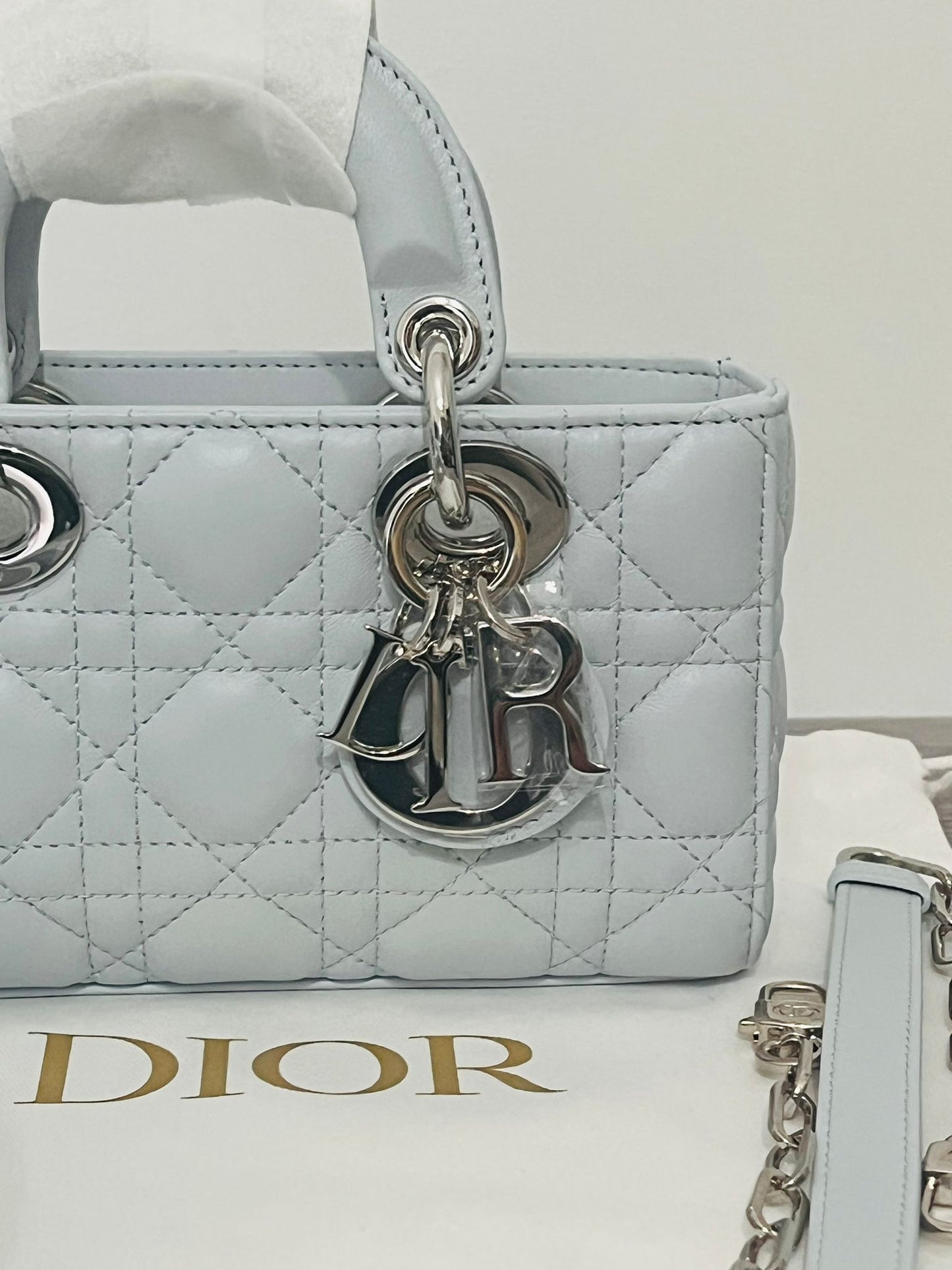 Dior Borsa Mini Lady D-Joy in Pelle Cannage Celeste