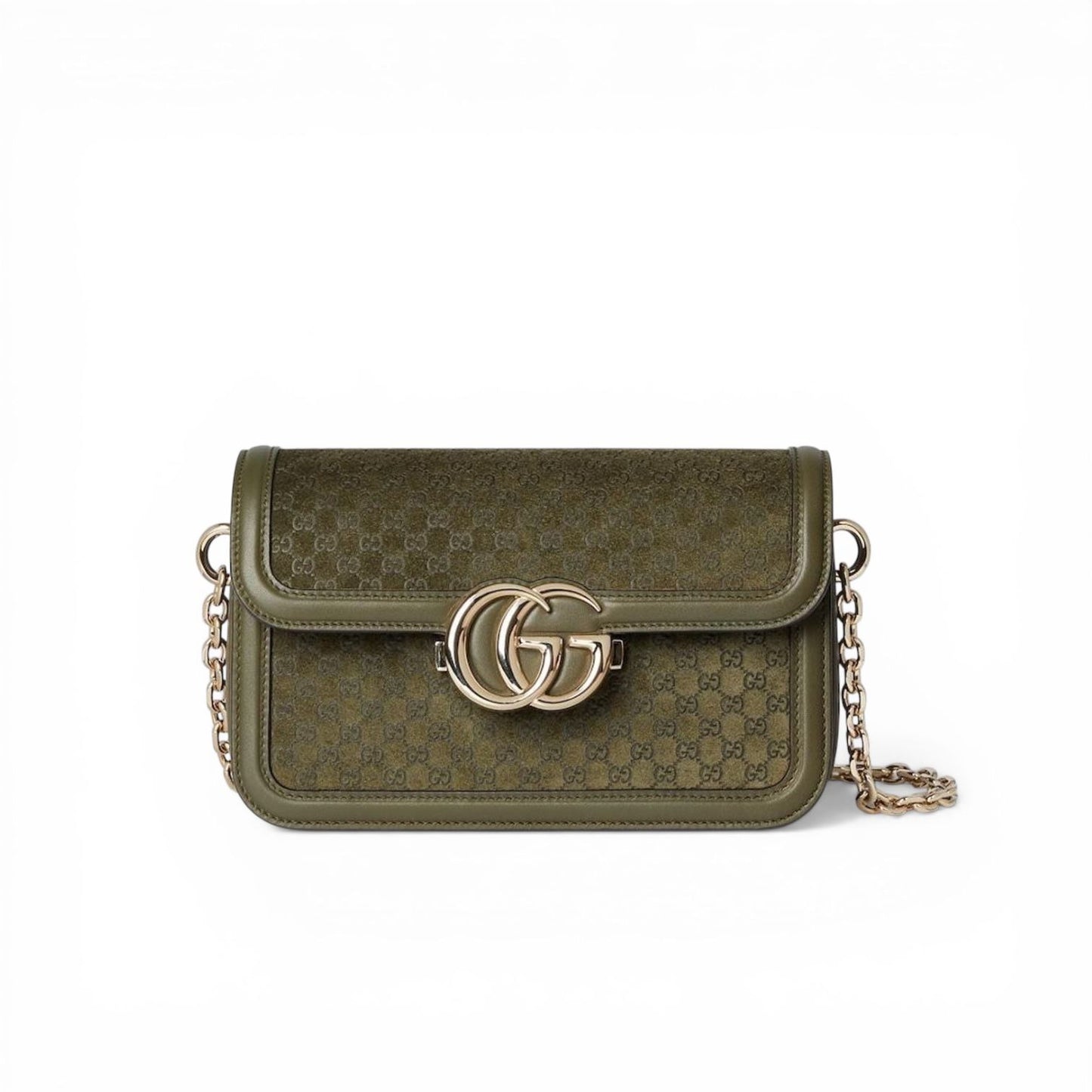 Gucci Marmont Go Small in suede GG kaki