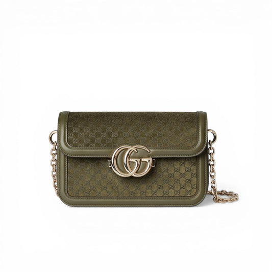 Gucci Marmont Go Small in suede GG kaki