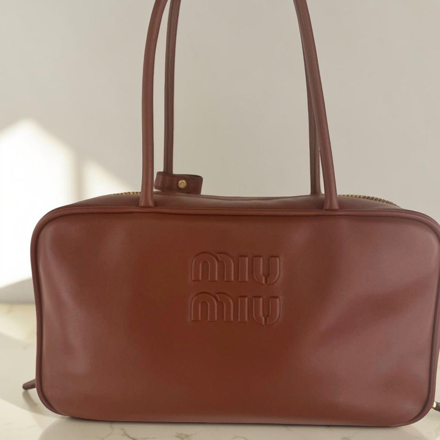 Miu Miu Beau in pelle di vitello color rust