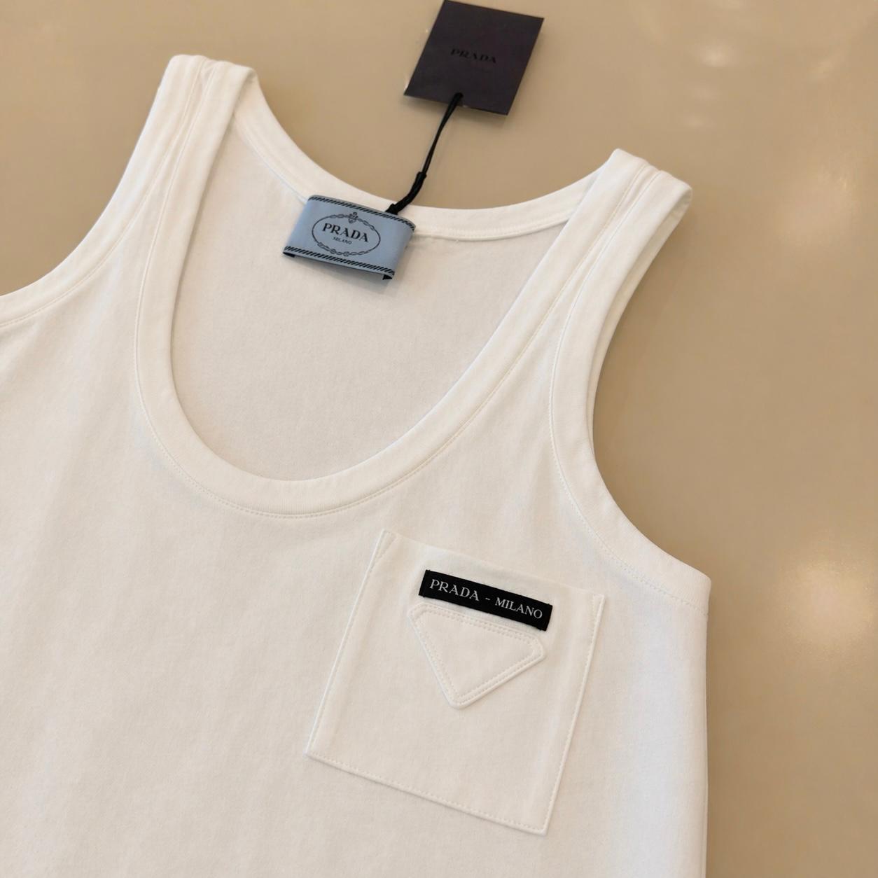 Prada Abito smanicato in cotone bianco