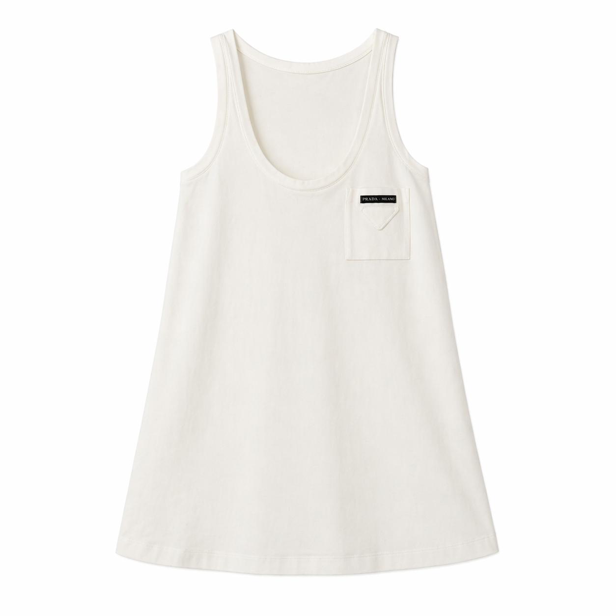 Prada Abito smanicato in cotone bianco