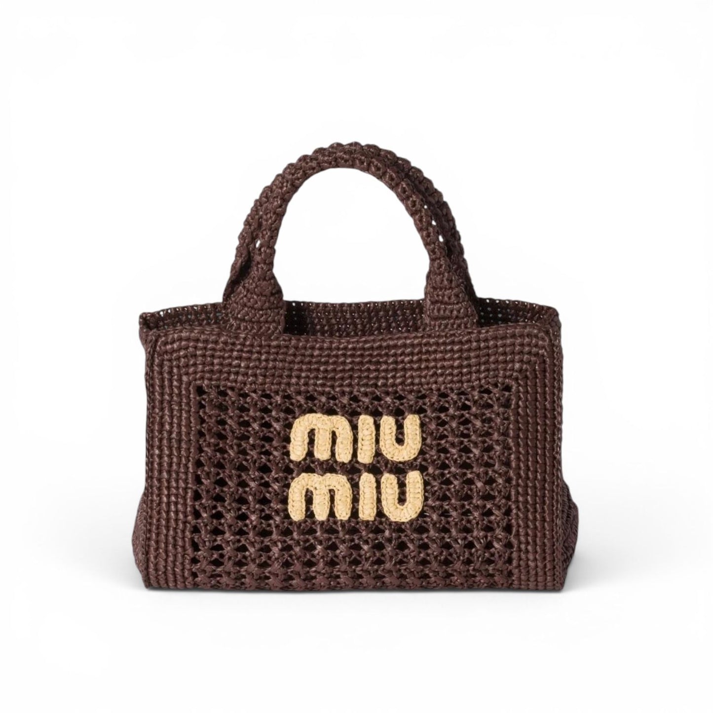 Miu Miu Borsa a mano effetto rafia intrecciata