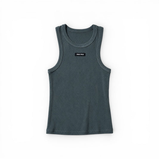 Miu Miu Top in jersey a costina tinto capo