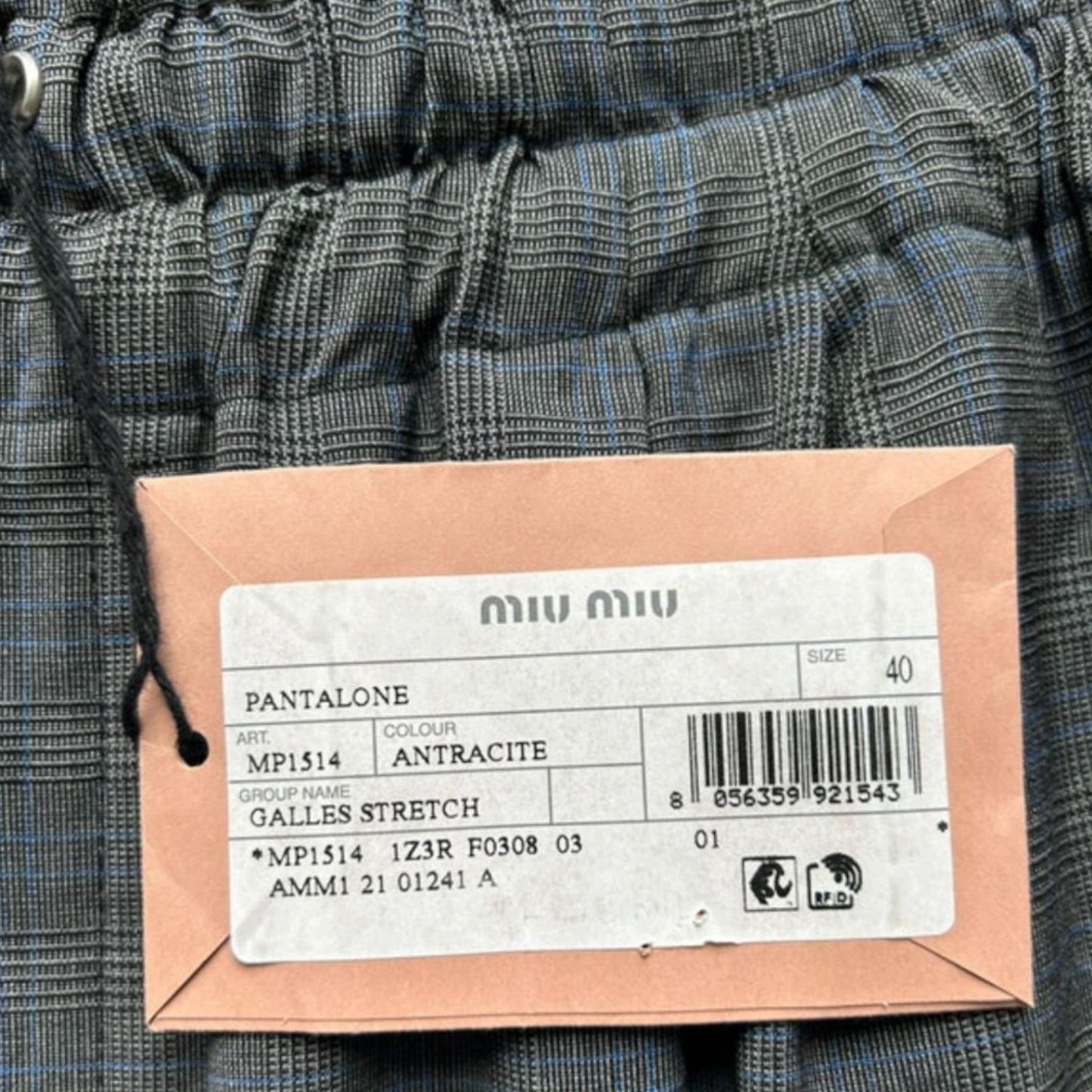 Miu Miu pantaloni grigio a scacchi