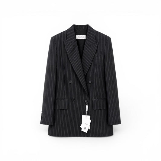 Max Mara Blazer doppiopetto gessato nero