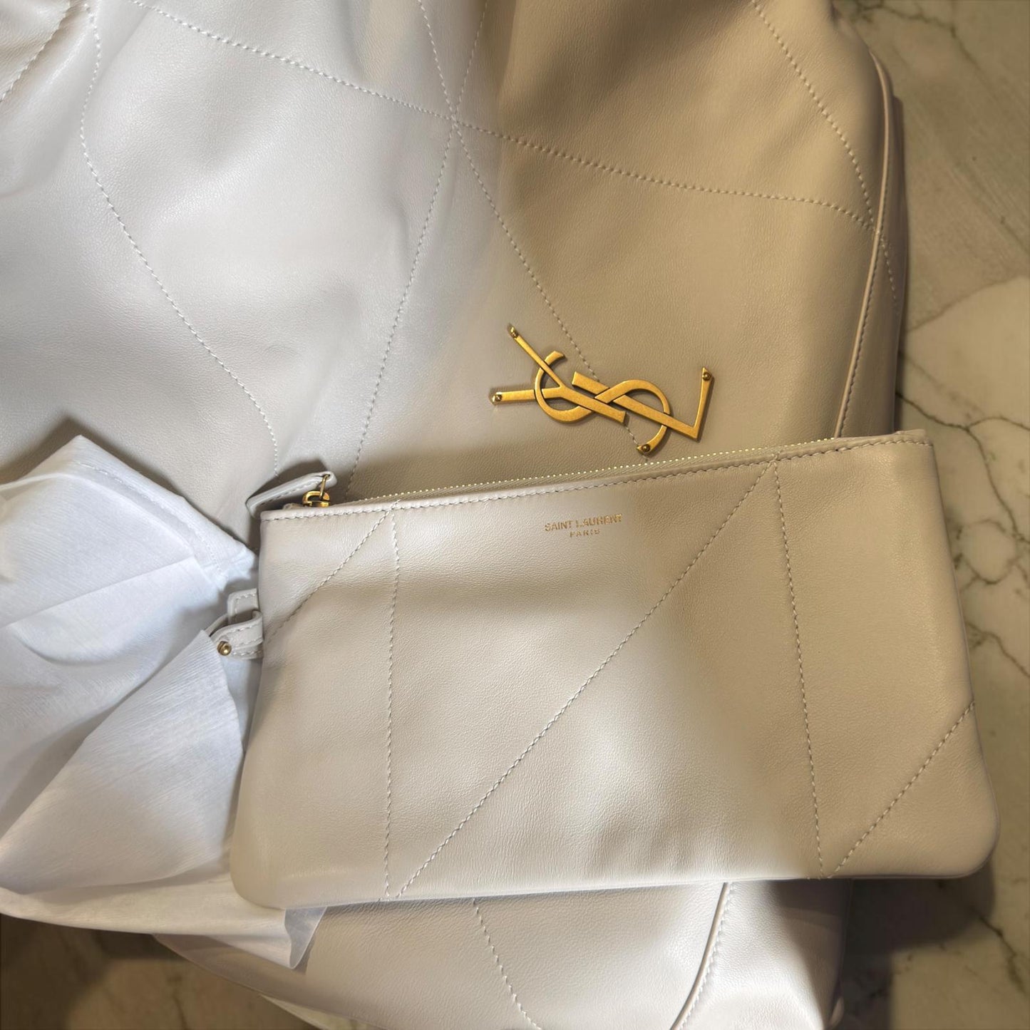 Saint Laurent Jamie Pochon - Pelle di Agnello Avorio