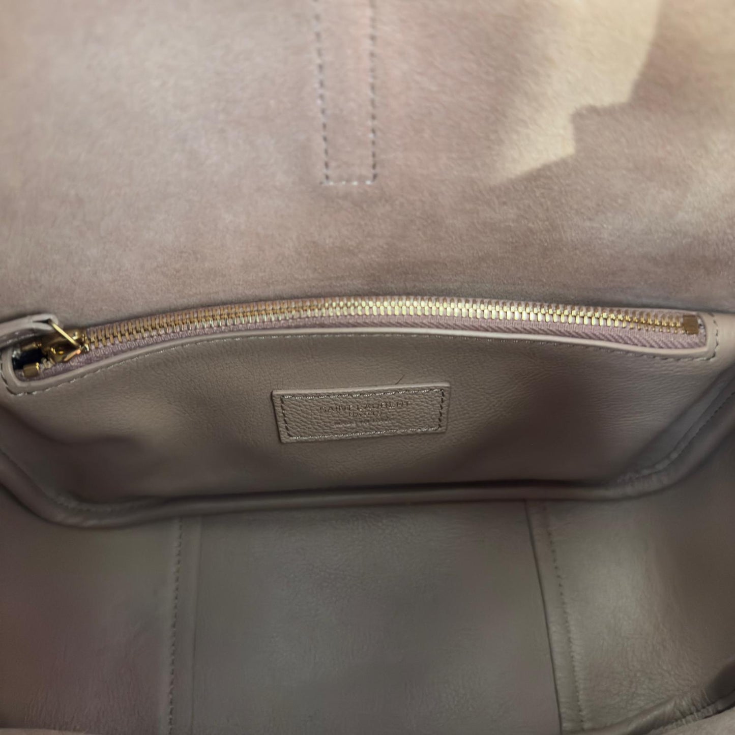 Saint Laurent Le 5 à 7 Small ecru and camel