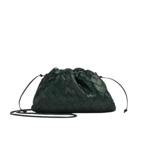 Bottega Veneta Mini Pouch Intrecciata in pelle verde scuro