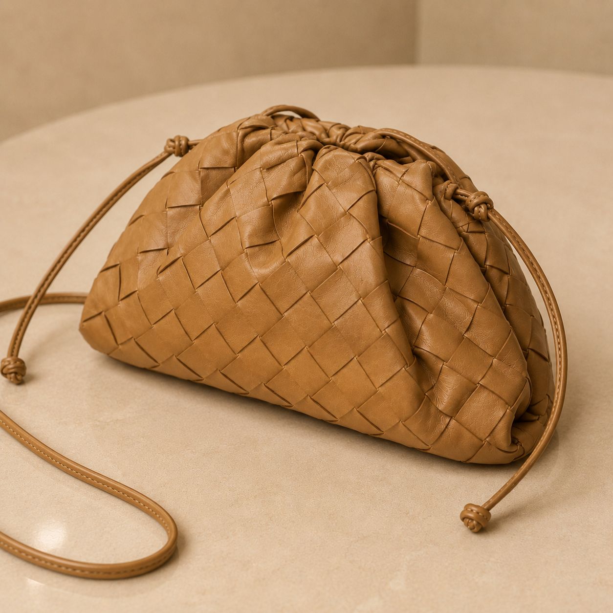 Bottega Veneta Mini Pouch Intrecciata in pelle marrone