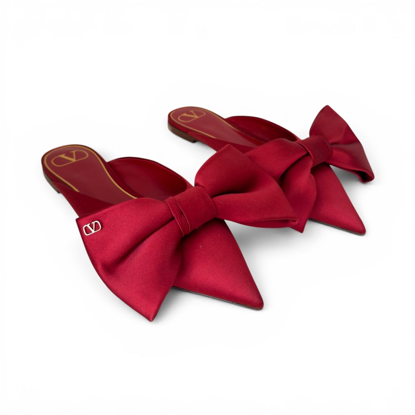 Valentino Mules flat con fiocco in rosso