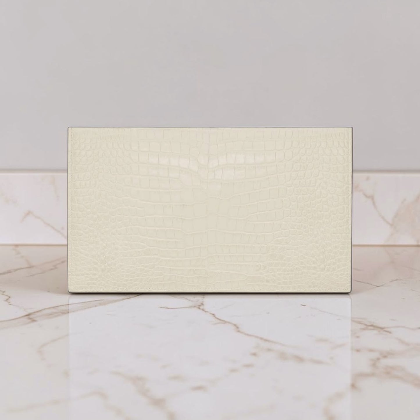 Saint Laurent Pochette Uptown Bianca stampa cocco