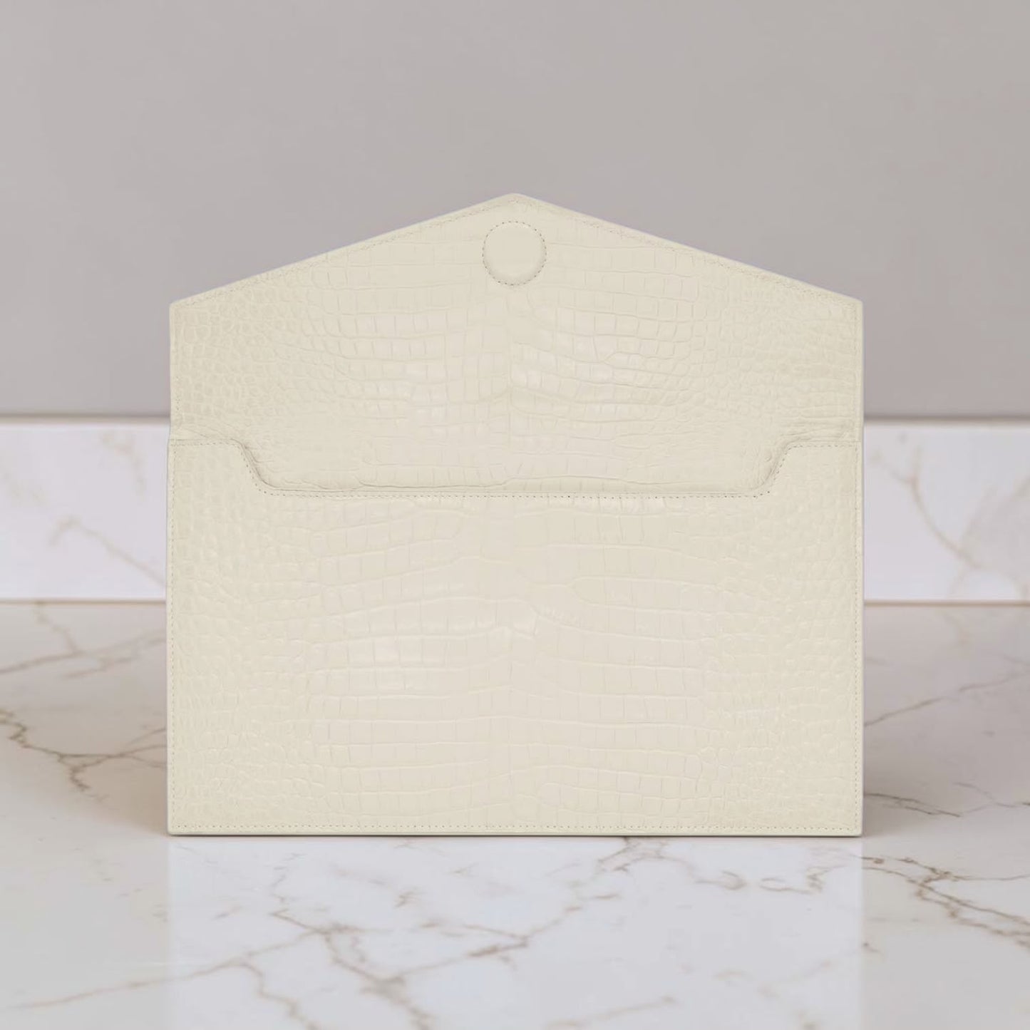 Saint Laurent Pochette Uptown Bianca stampa cocco