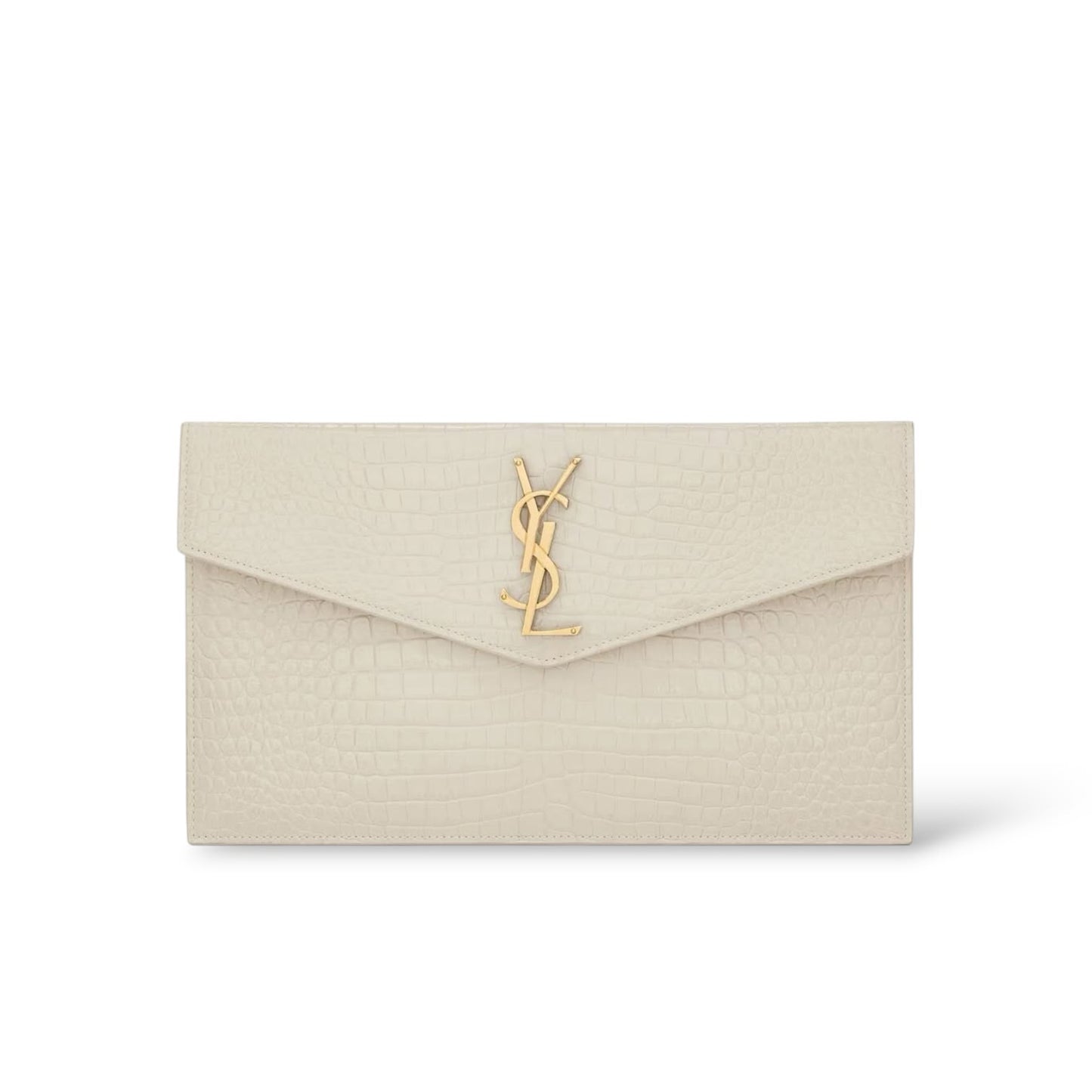 Saint Laurent Pochette Uptown Bianca stampa cocco