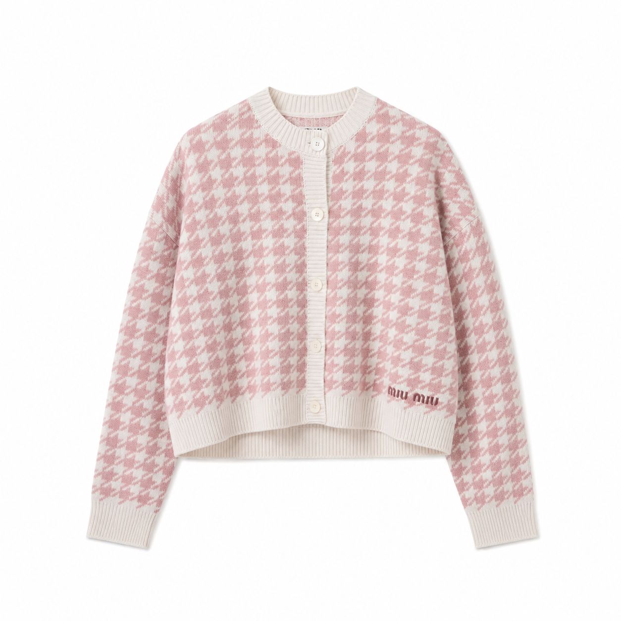Miu Miu cardigan rosa e avorio