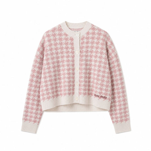 Miu Miu cardigan rosa e avorio
