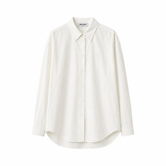 Miu Miu camicia Bianca con logo ricamato