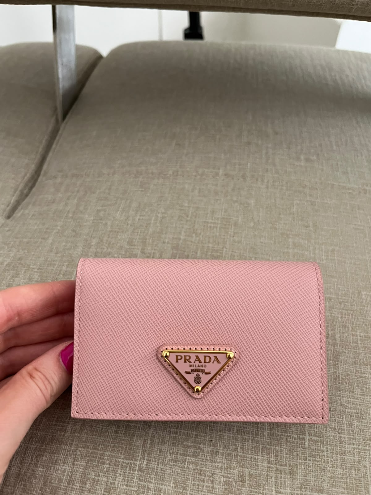 Prada portacarte in pelle rosa cipria