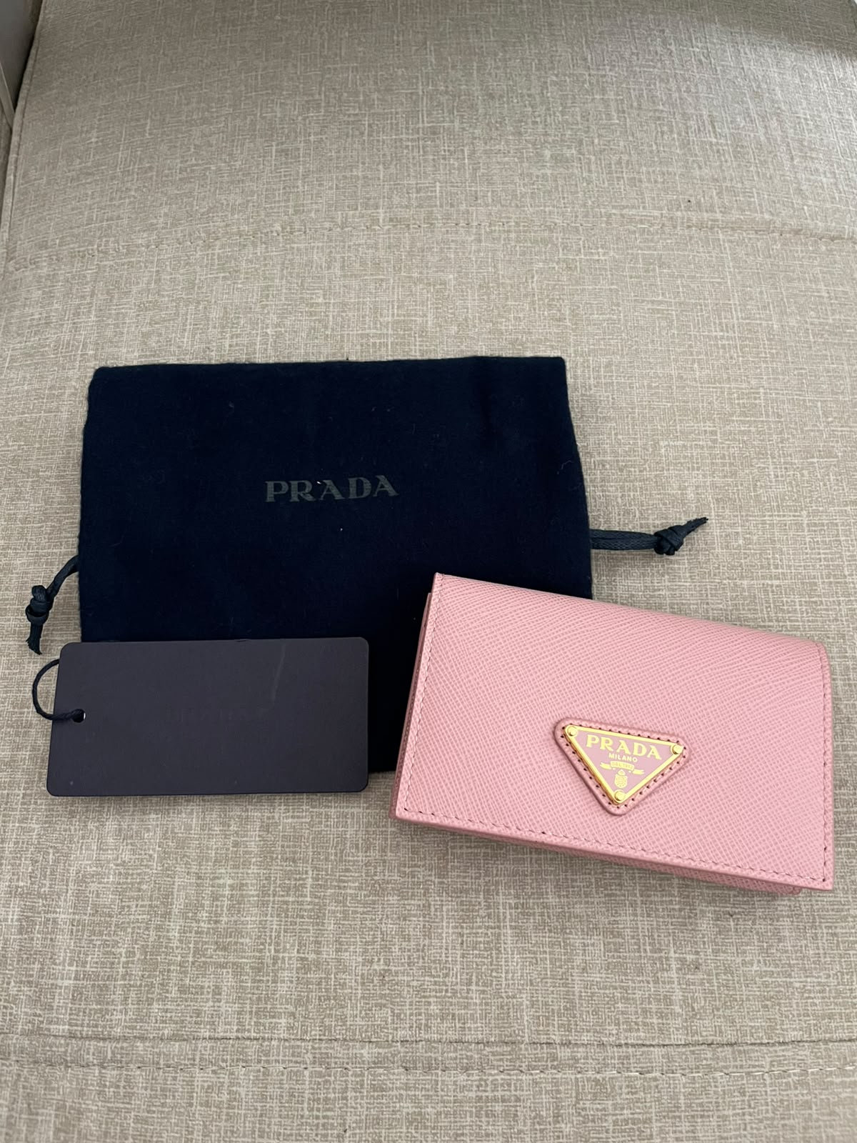 Prada portacarte in pelle rosa cipria
