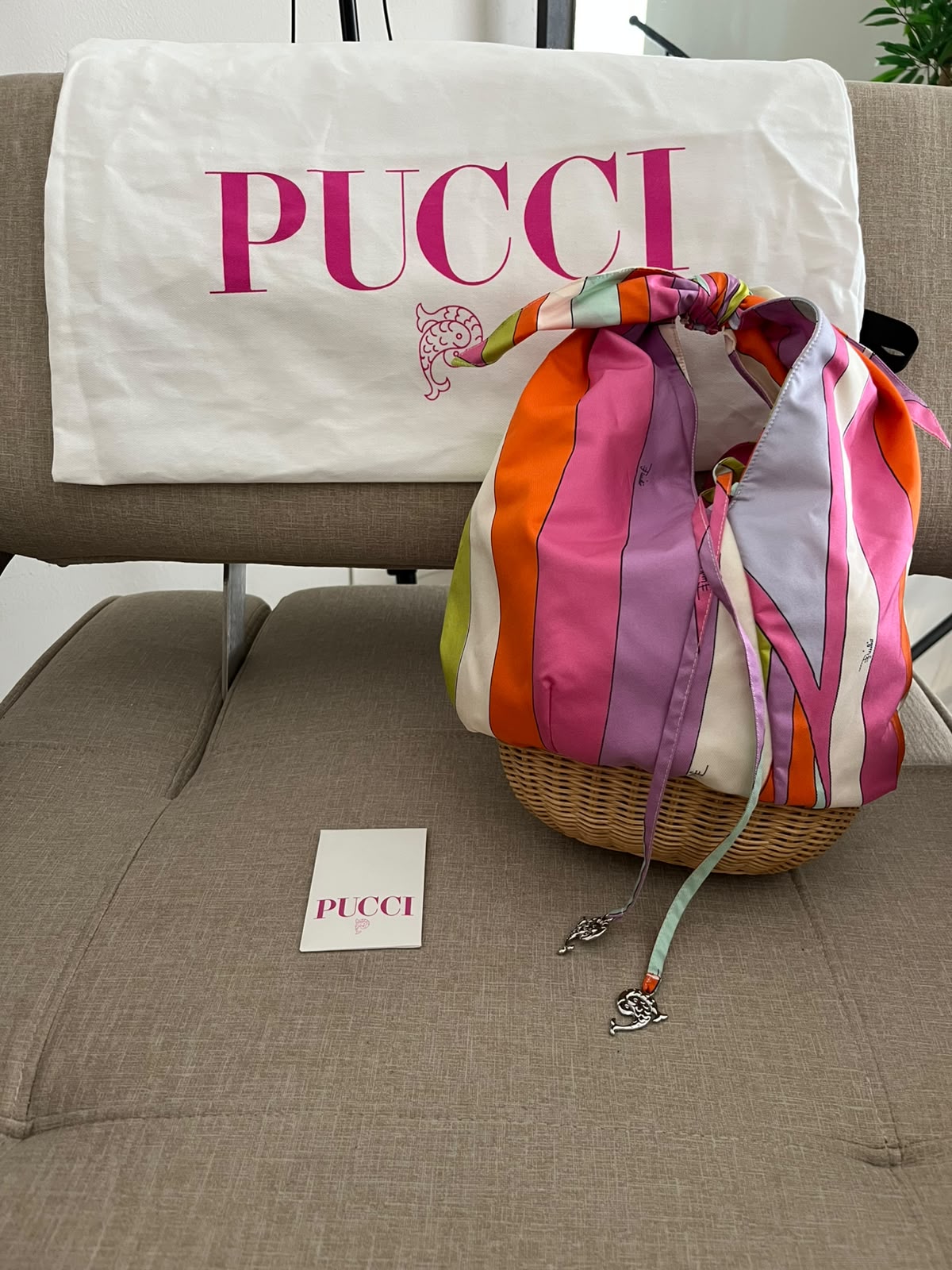 Pucci Borsa Bucket in vimini e tessuto