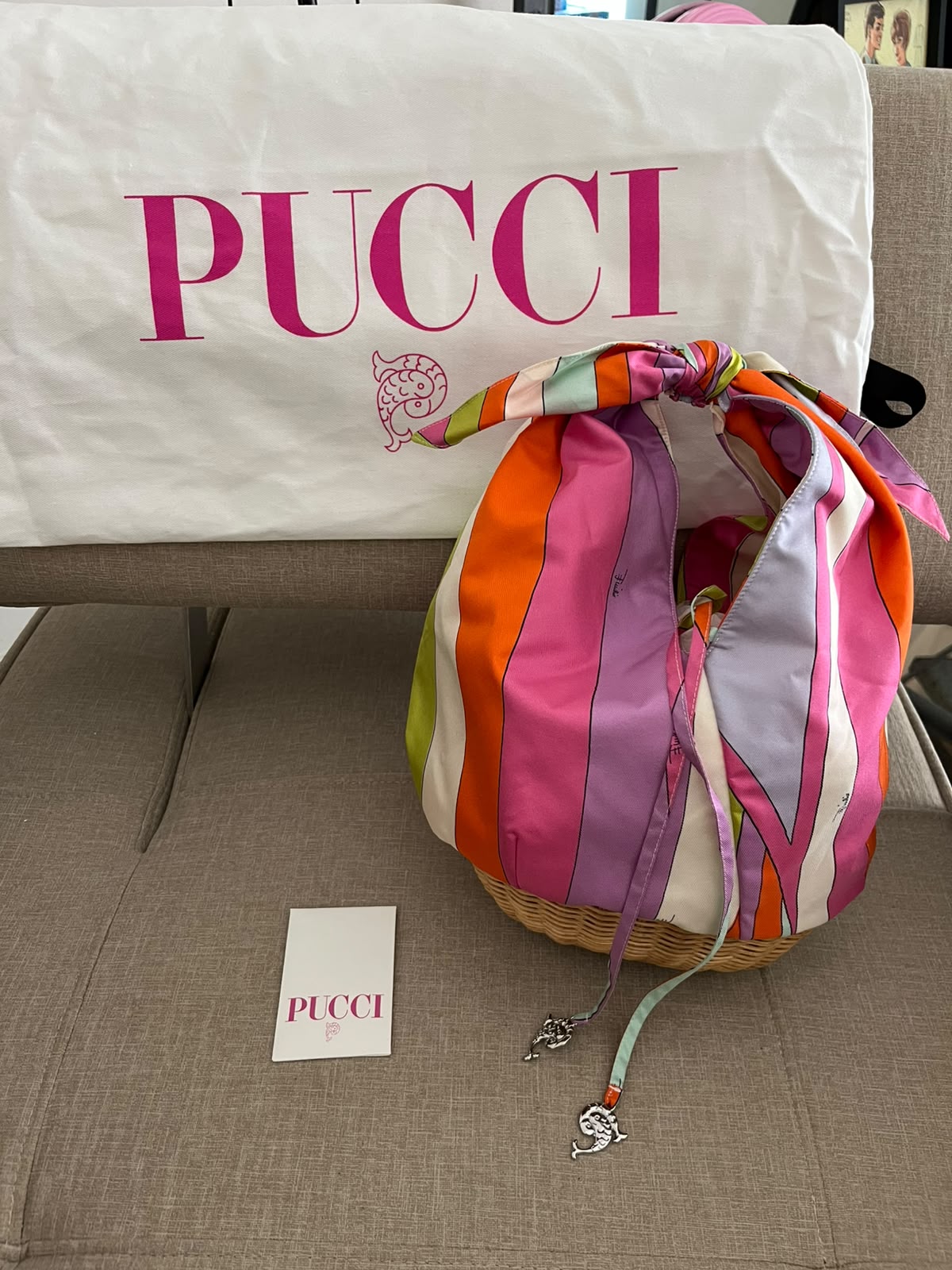 Pucci Borsa Bucket in vimini e tessuto