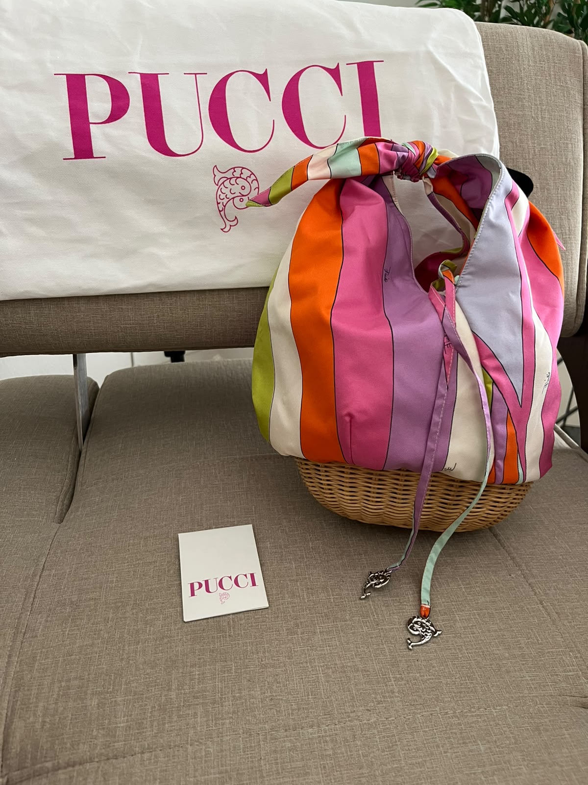 Pucci Borsa Bucket in vimini e tessuto