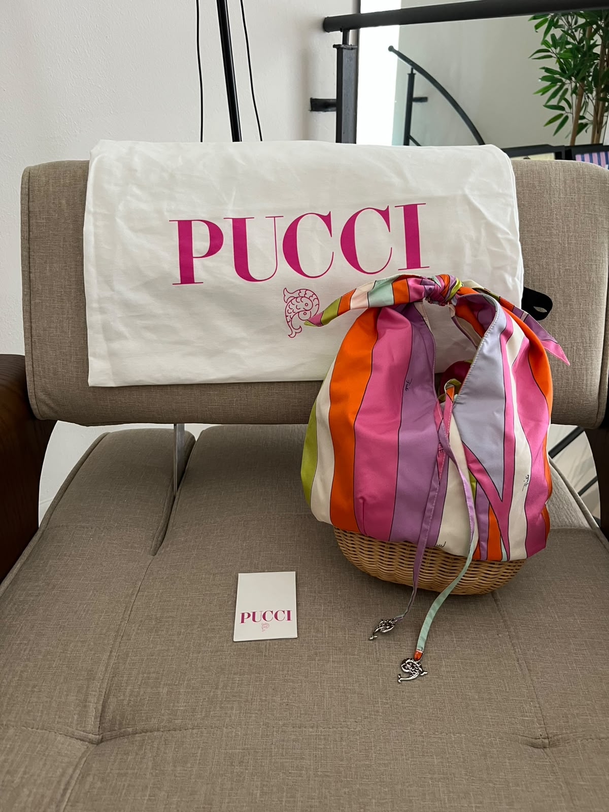 Pucci Borsa Bucket in vimini e tessuto