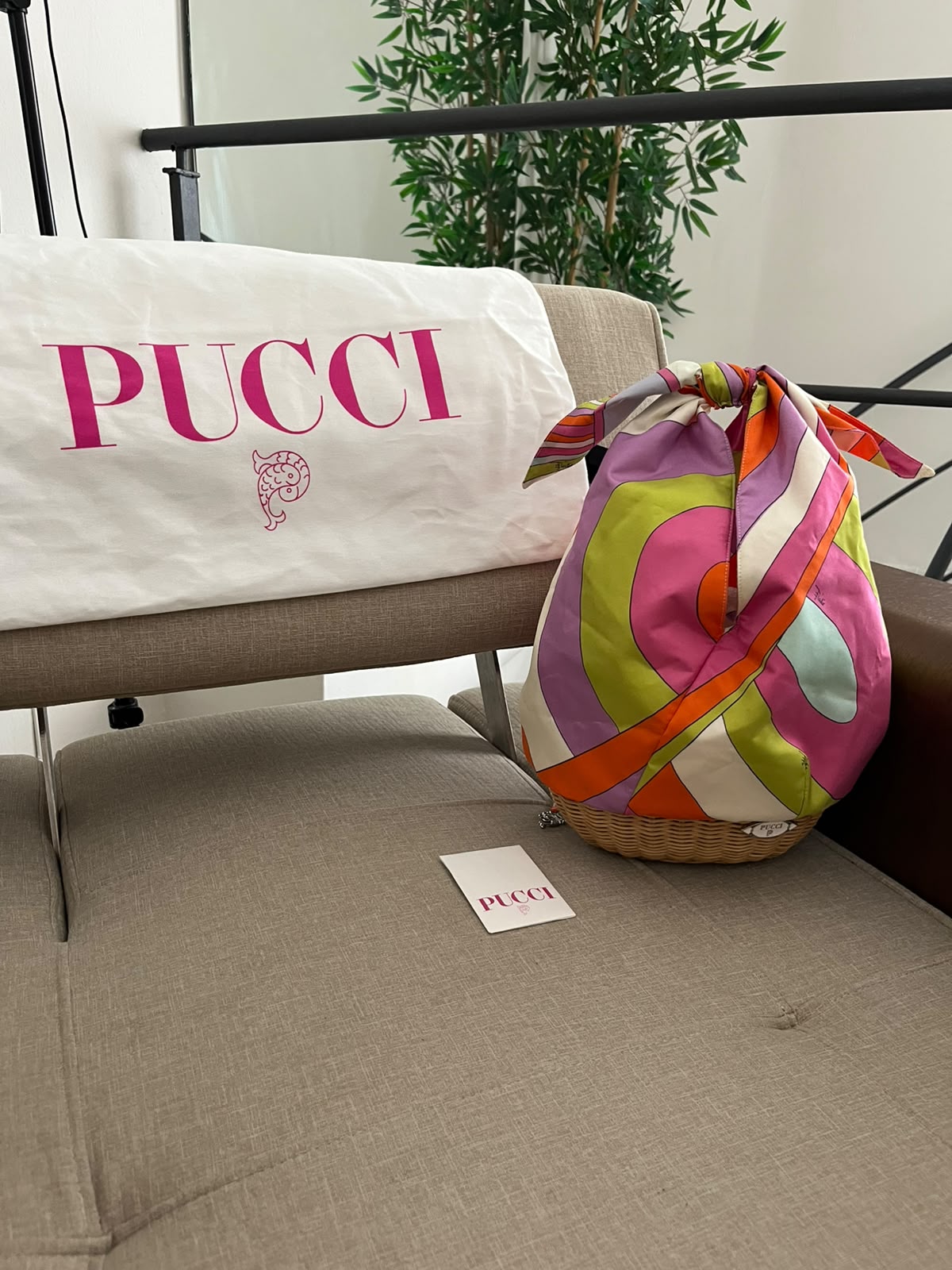 Pucci Borsa Bucket in vimini e tessuto