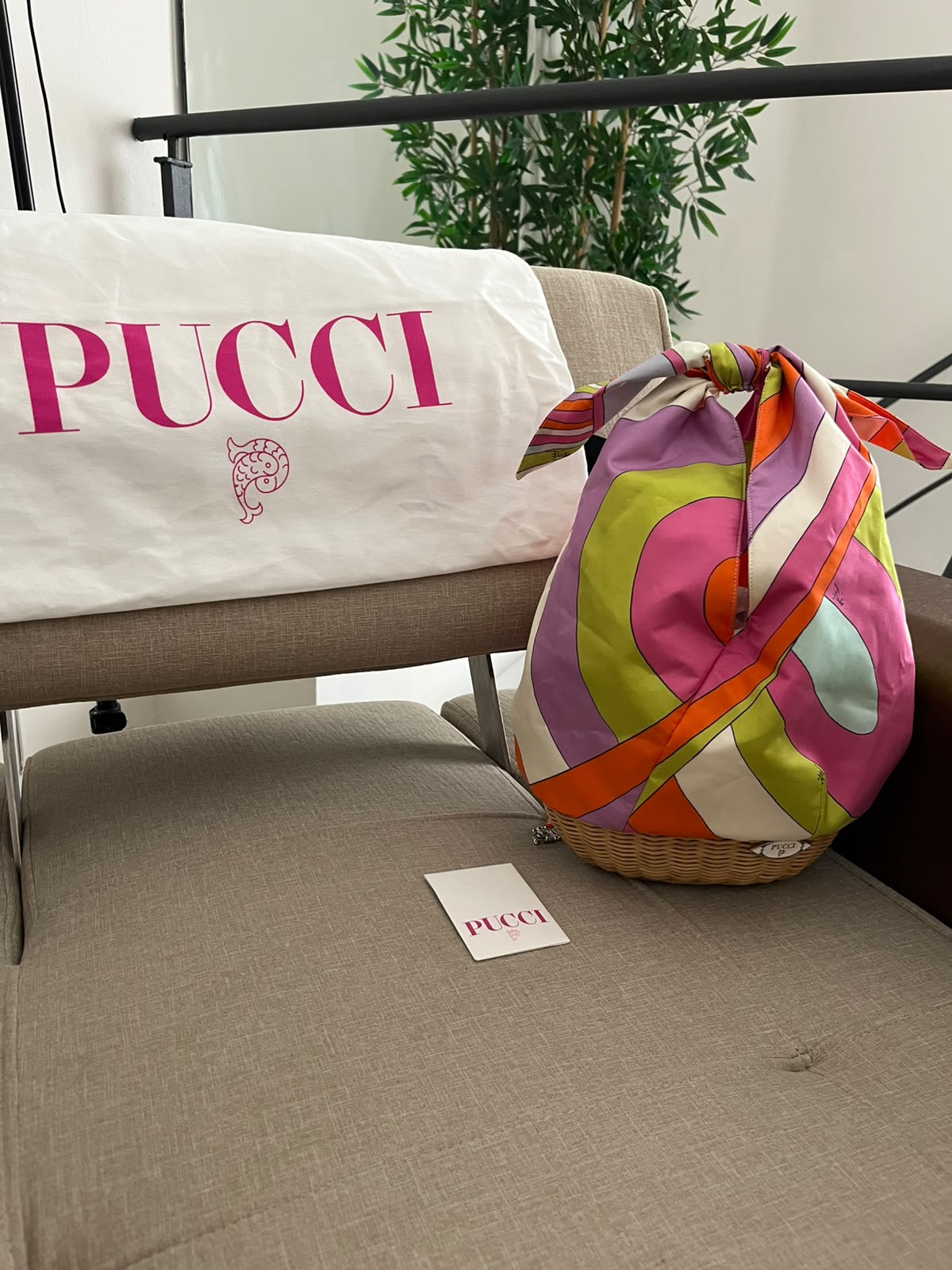 Pucci Borsa Bucket in vimini e tessuto