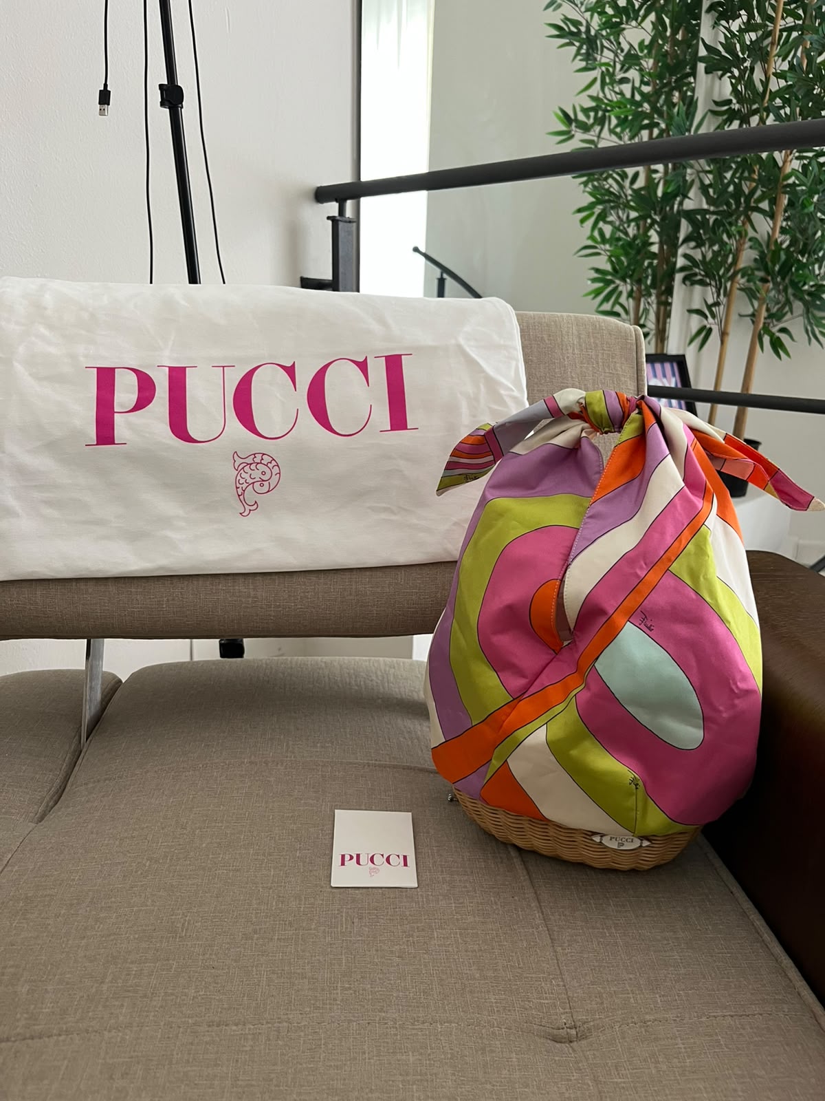 Pucci Borsa Bucket in vimini e tessuto