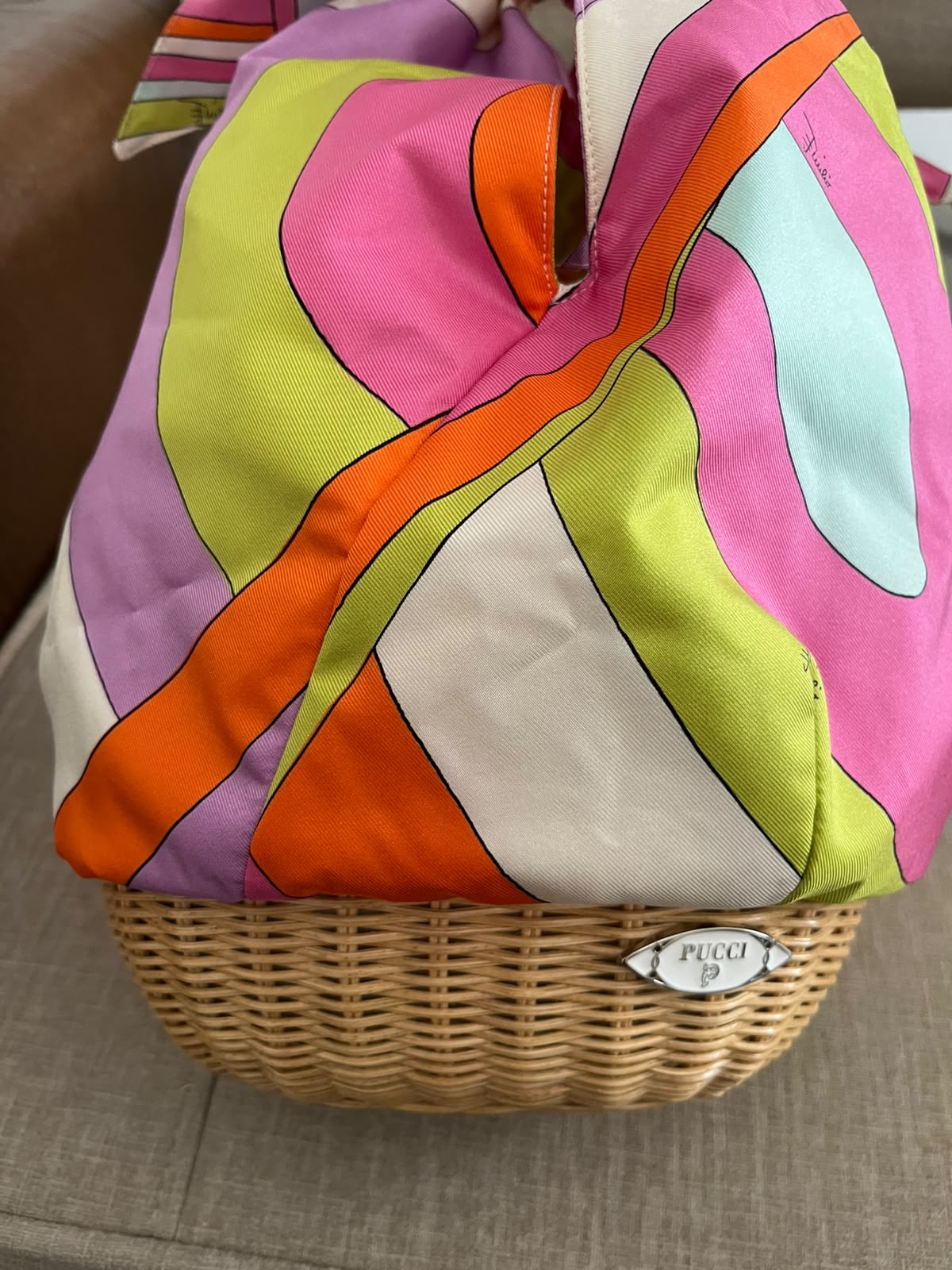 Pucci Borsa Bucket in vimini e tessuto