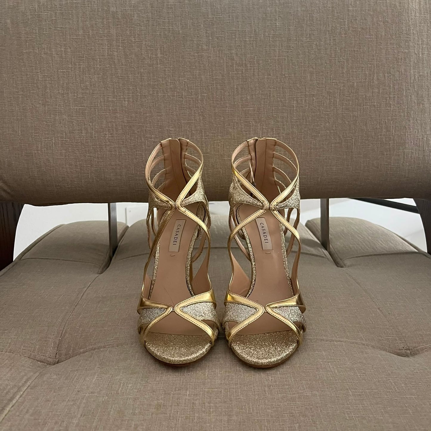 Casadei sandali con tacco a spillo color oro