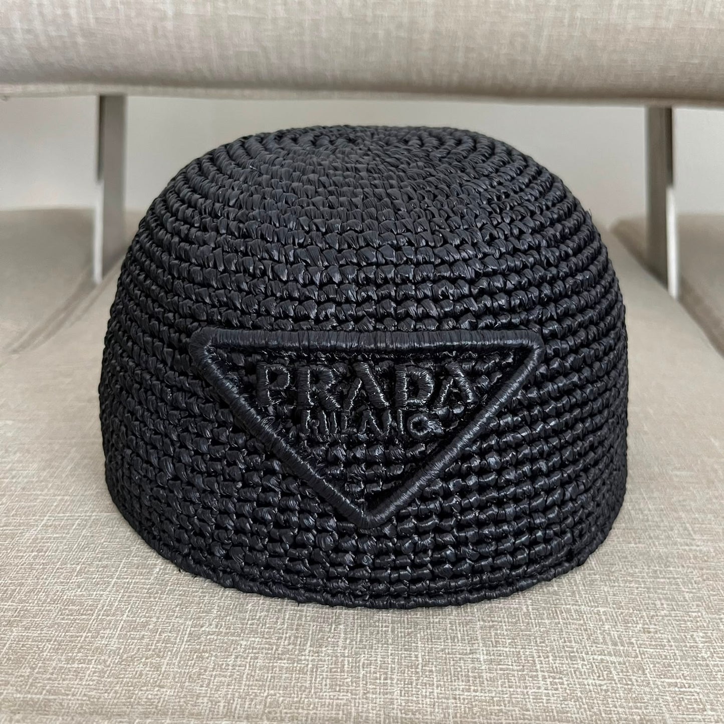Prada cappello in rafia nero