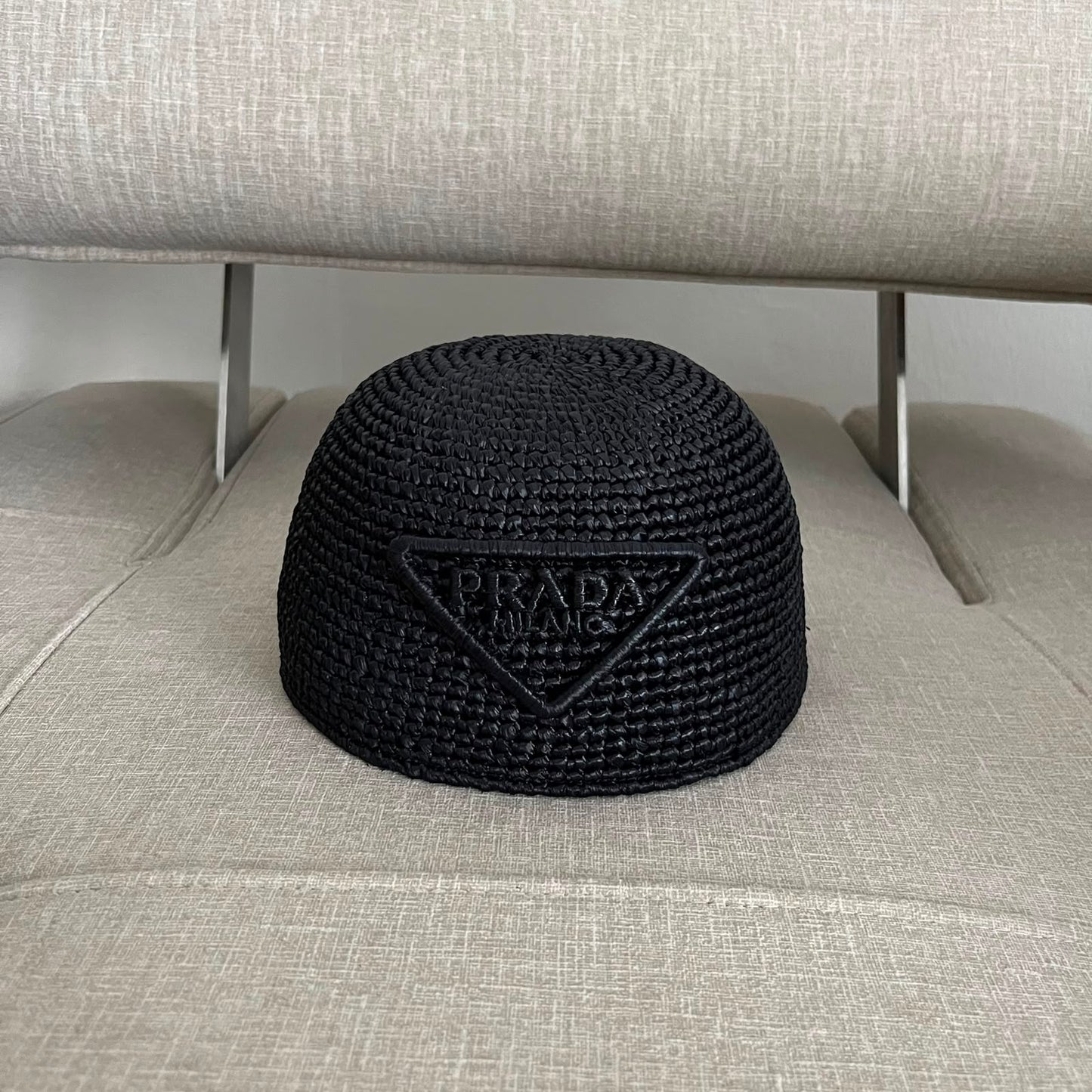 Prada cappello in rafia nero