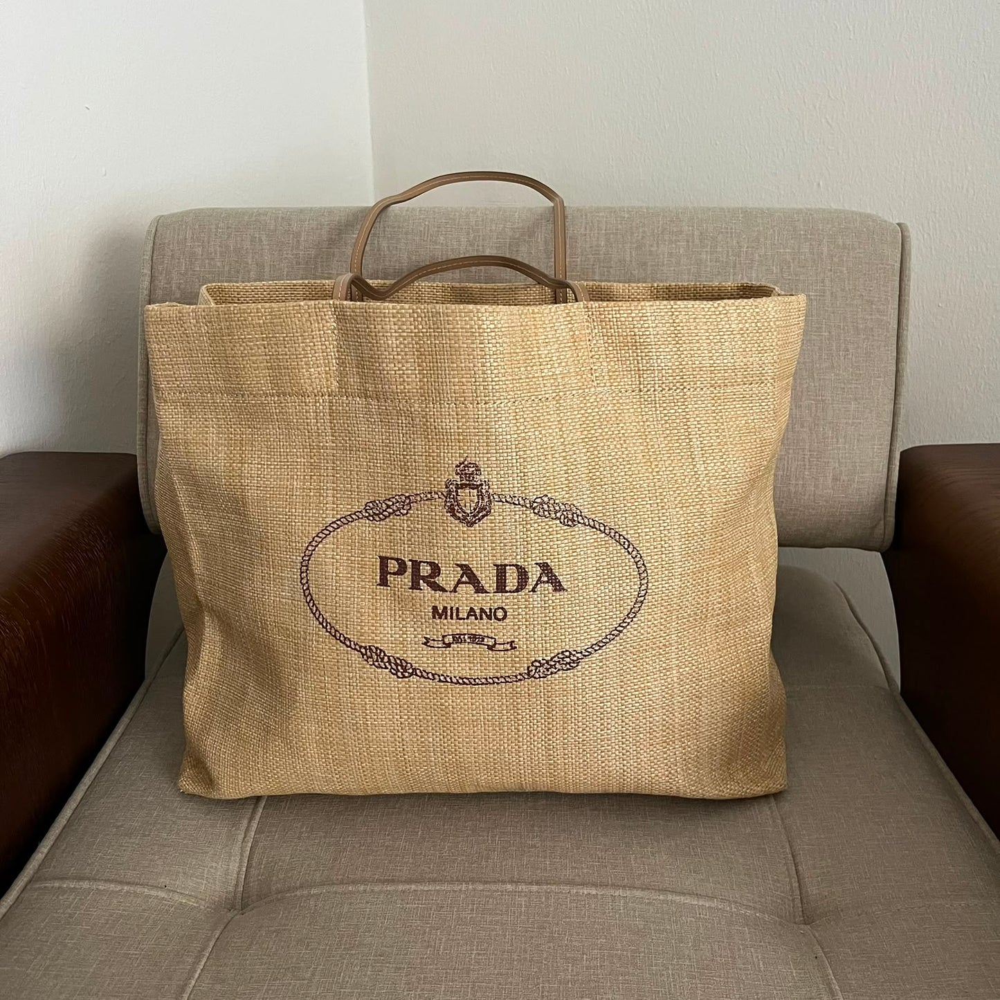 Prada Large Tote in rafia