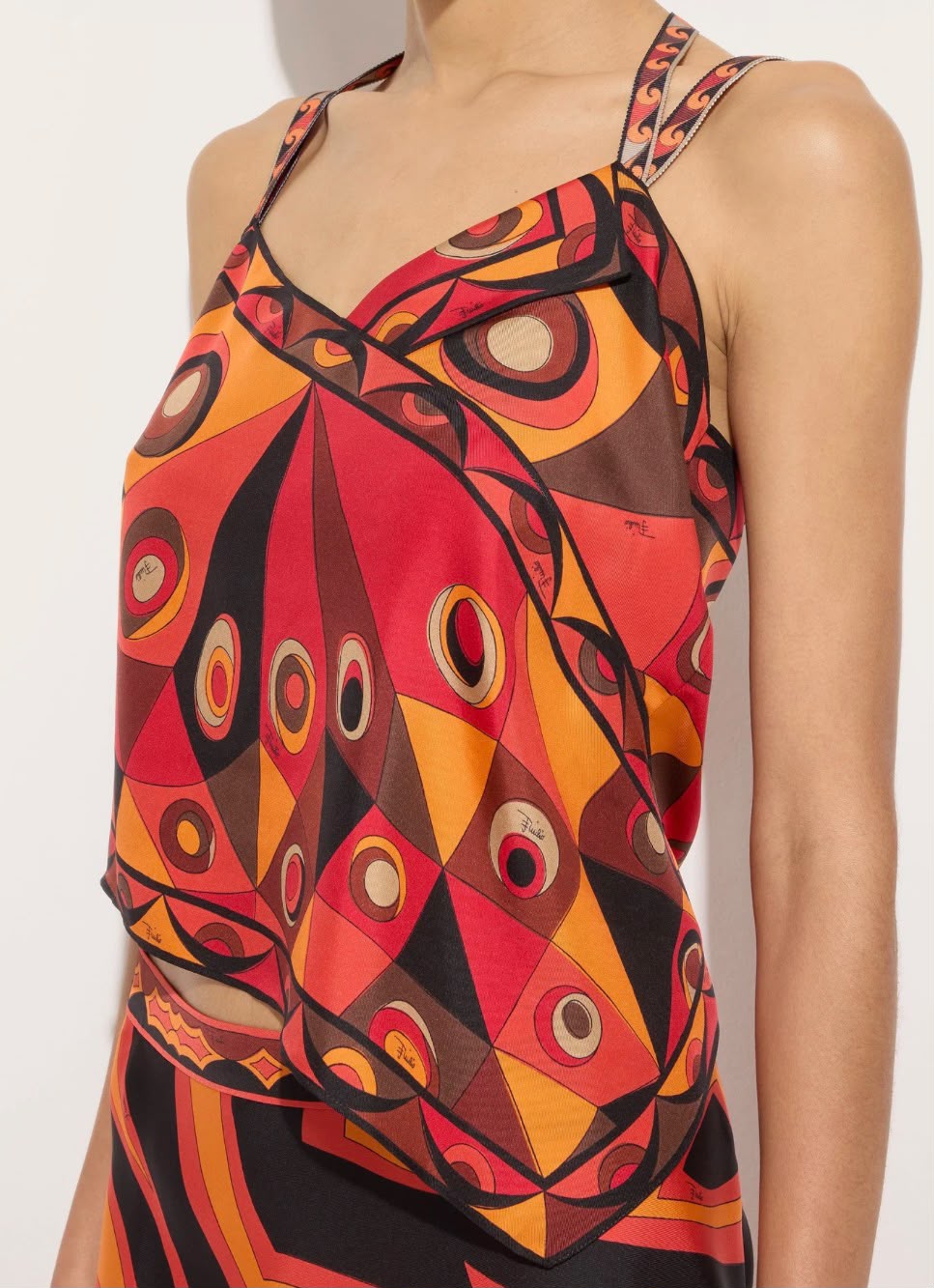 Pucci top con spalline rosso e arancione