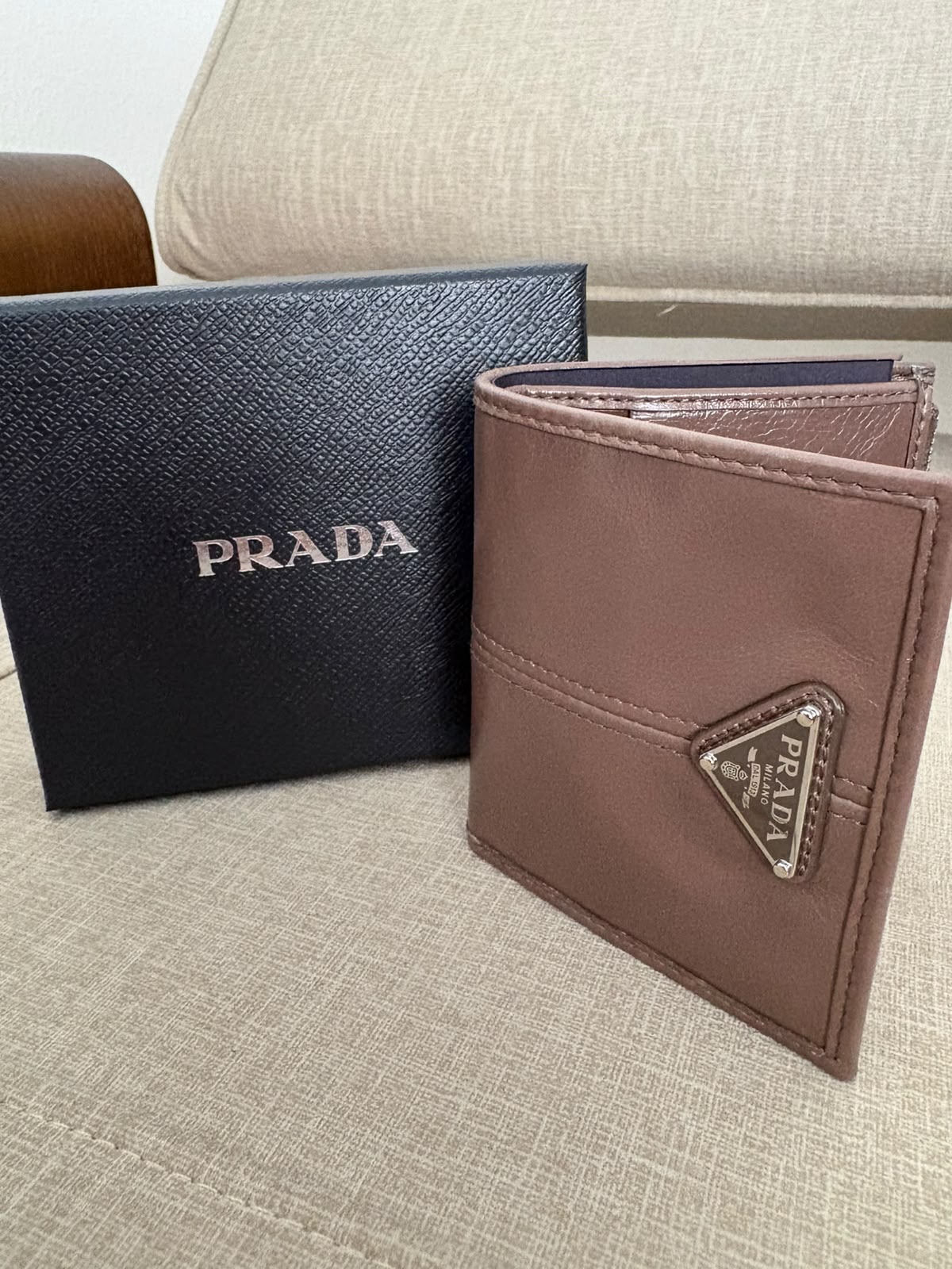 Prada portafogli in pelle - argilla