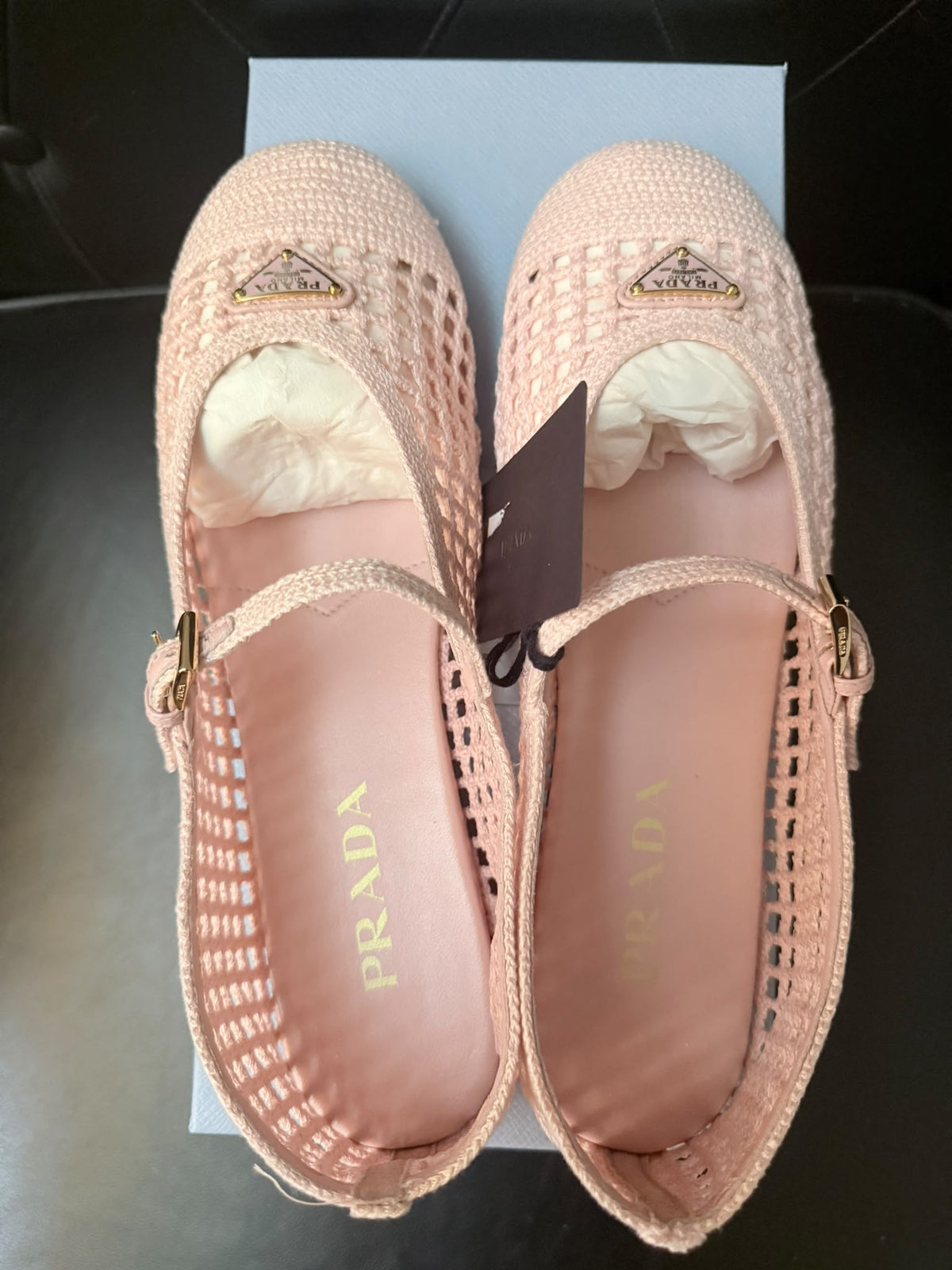 Prada ballerine rosa in crochet