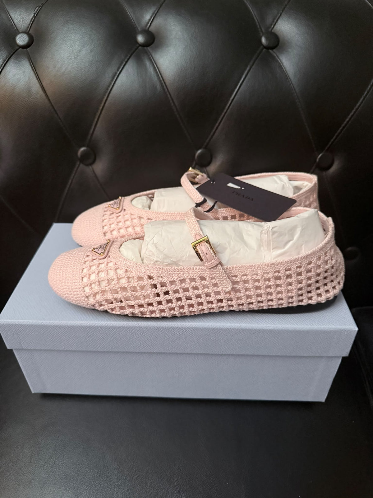 Prada ballerine rosa in crochet