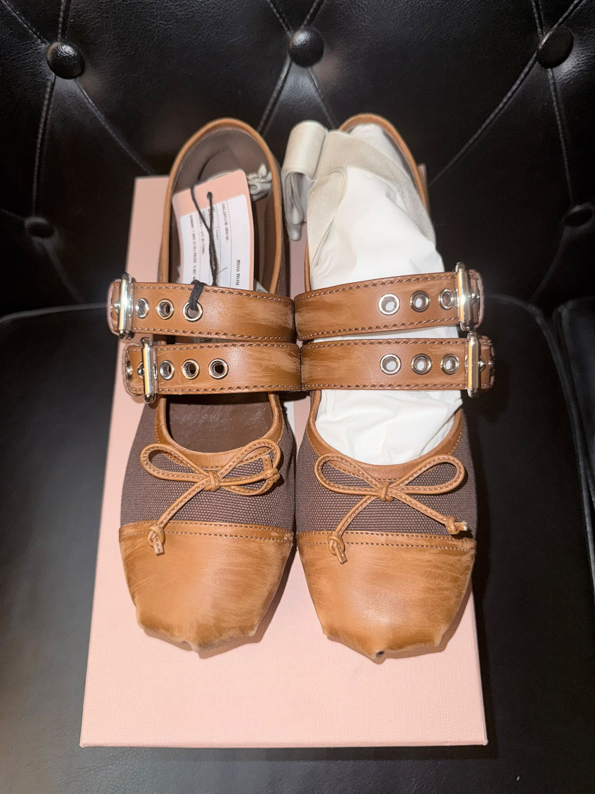 Miu miu ballerine marrone e cuoio