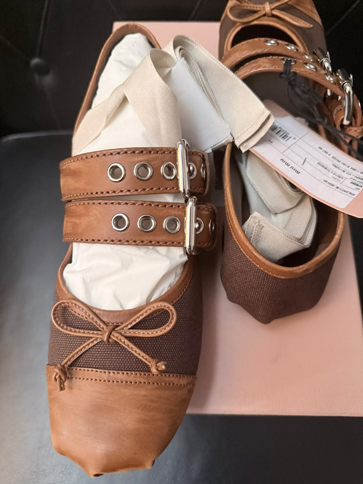 Miu miu ballerine marrone e cuoio